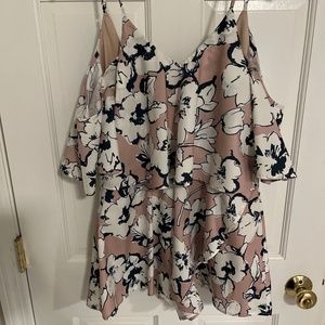 Pink and navy romper